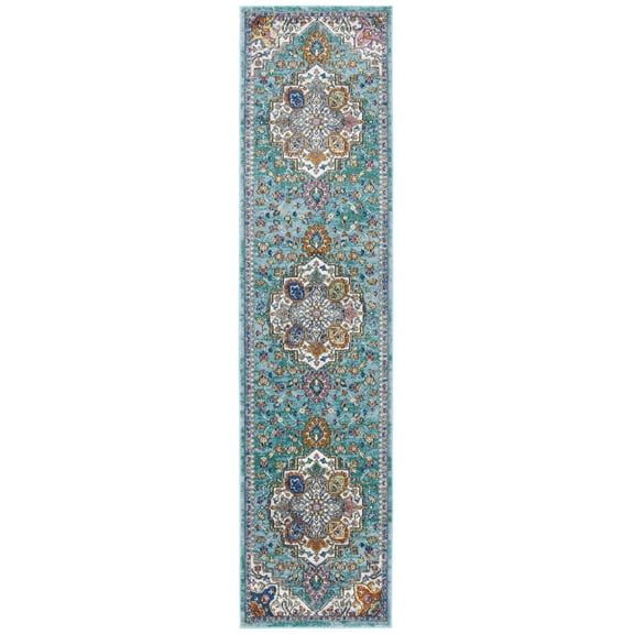 SAFAVIEH Aria Kimberlyn Oriental Runner Rug, Turquoise/Ivory, 2' x 8'