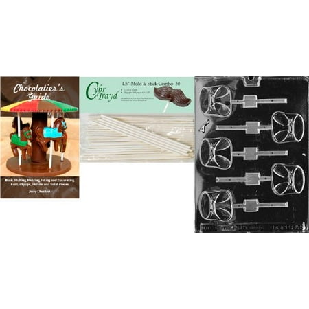 Diaper Lollipop - Cybrtrayd 'Diaper Lolly' Baby Chocolate Candy Mold with 50 4.5-Inch Lollipop Sticks and Chocolatier's Guide