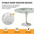 thumbnail image 2 of Elastic Fitted Round Tablecloth, Green Eucalyptus Leaves Waterproof Stretch Table Cover for 45"-54" Tables, Daisy Floral Summer Botanical Wooden Washable Outdoor Tablecloths for Patio, Picnic, 2 of 9
