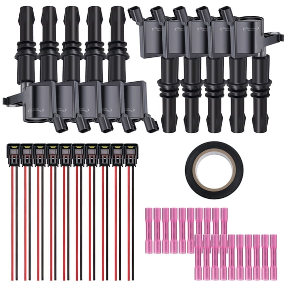 Ignition Coils & Pigtail Wiring Harness Fits Ford F250 F350 F450 F550 6.8L Replaces DG511 3L3E12A366CA & Heat Shrink Butt Connectors