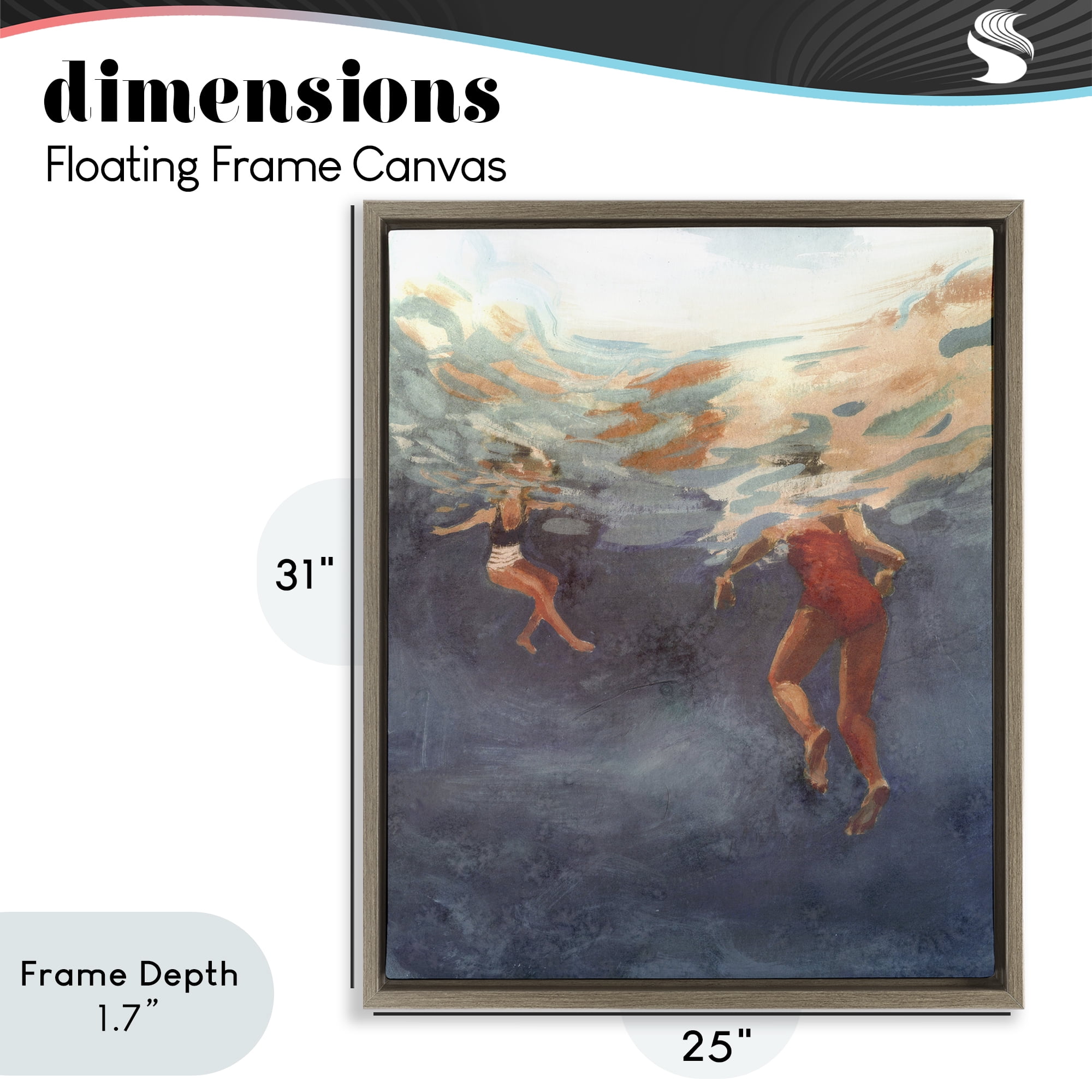 Stupell Industries Summer's Dance Swimmers Brown Framed Floater Canvas Wall Art, design by Victoria Barnes