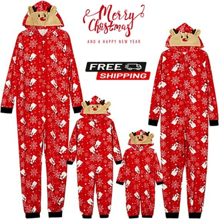

Gueuusu Matching Family Christmas Onesies Pajamas Sets Snowman snowflake Hooded Romper PJ s Zipper Jumpsuit Loungewear