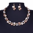 thumbnail image 6 of Ayyufe Elegant Women Pearl Rhinestone Necklace Ear Stud Earrings Party Set, 6 of 7