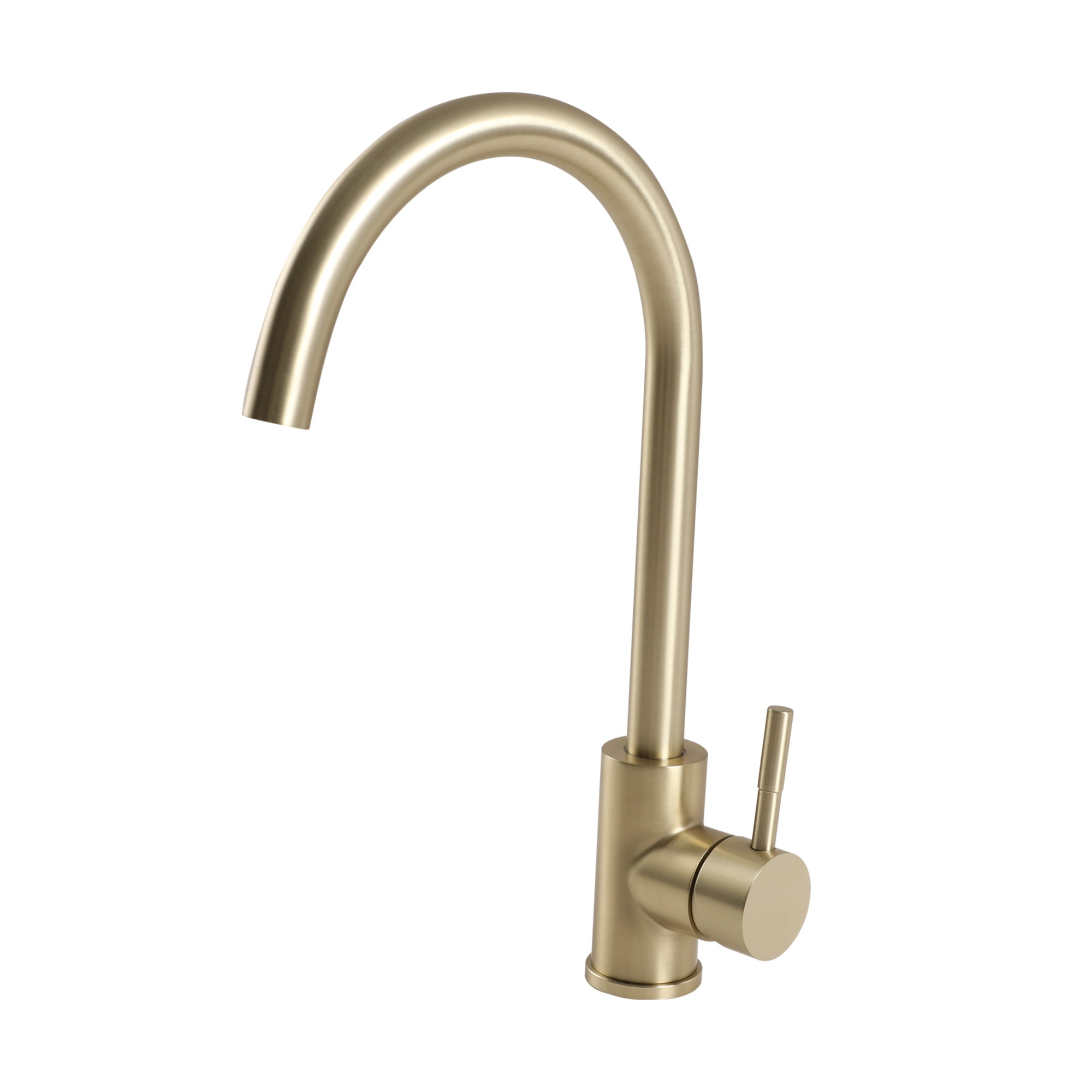 Izzovium Gold Kitchen Sink Faucet with Single Handle, 14.8" High Arc Spout, 360° Swivel, Stainless Steel Construction, Includes Water Supply Hoses