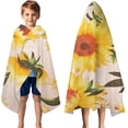 thumbnail image 3 of Pink Sunflower Daisy Pattern Hooded Bath Towel，50"x30" for Ages 3 To 12 Kids, Quick Dry Lightweight Soft Microfiber Hood Beach Towel Cover Up for Kids, 3 of 7