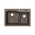 thumbnail image 1 of Transolid Aversa SilQ Granite 33-in. Drop-in Kitchen Sink with 3 BCE Faucet Holes in Espresso, 1 of 7