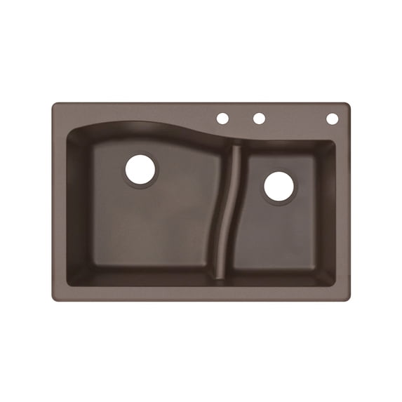 Transolid Aversa SilQ Granite 33-in. Drop-in Kitchen Sink with 3 BCE Faucet Holes in Espresso