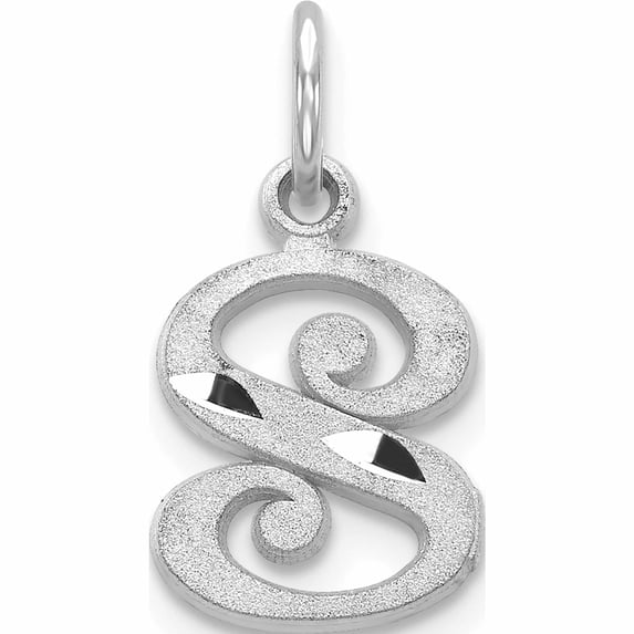 10K White Gold 10Kw Diamond-Cut Initial S Charm (17 X 10) Made In United States -Jewelry By Sweet Pea
