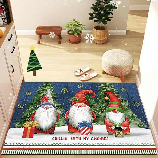 Adornos navideños, alfombras de cocina navideñas, tapete de cocina con gnomo navideño, tapetes antideslizantes para el piso, alfombra festiva con decoraciones navideñas de invierno.