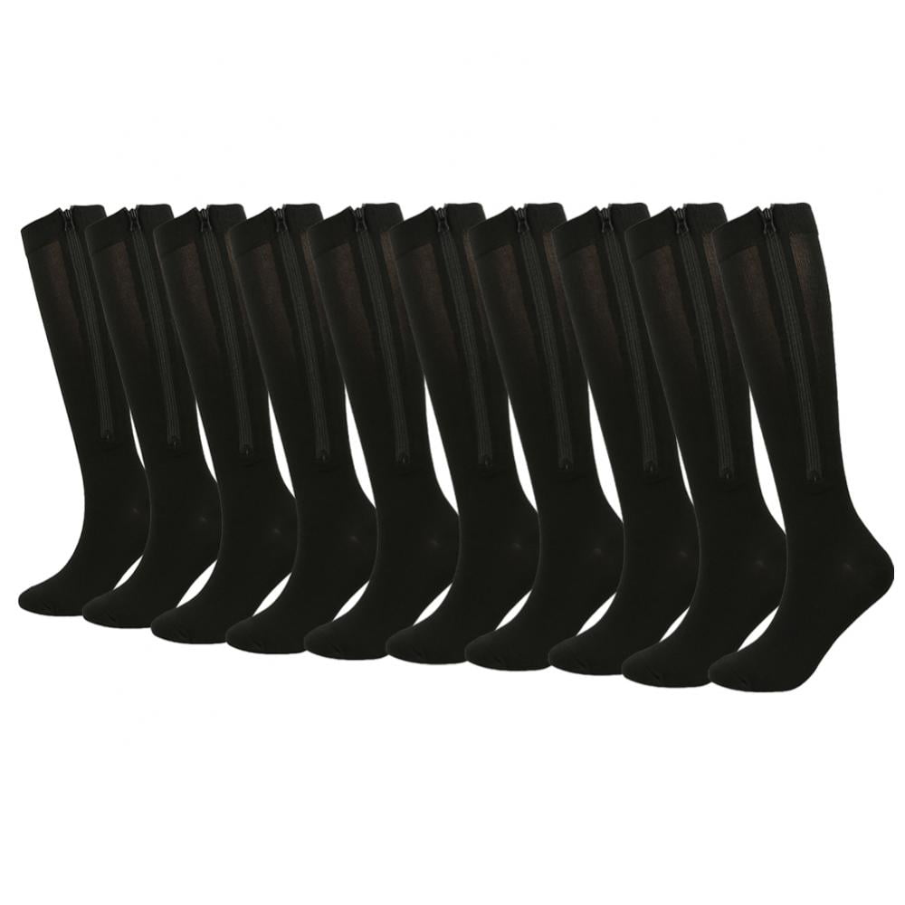 5Pack Zipper Compression Socks for Men/Women with Closed Toe, Knee High 2030mmHg Compression