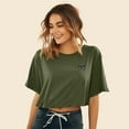 thumbnail image 4 of Dalix Butterfly Embroidered Cotton Relaxed Fit Flowy Short Sleeve Crewneck Tee Shirt Womens in Military Green XL X-Large, 4 of 5