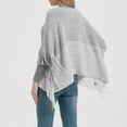 thumbnail image 7 of Hauaitttt Women Fashion Fringe Spring and Autumn Winter Batsleeve Sweater Pullover Striped Cape Sweater Shawl Top Cloak for Women with Hood and Pockets Warm Shawl Wraps for Women Wrap Sweater Long, 7 of 7
