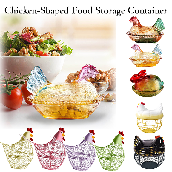 Glass Hen on Nest Candy Dish with Lid, Vintage Chicken Shaped Crystal Candy Bowl and Cookie Jar, Rural Farmhouse Tabletop Snack Holder for Desserts, Chocolates, Nuts, Home Kitchen Decor, HAODEJW