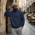thumbnail image 6 of Dwelliawo Mens Zip Up Sweatshirt No Hood Mock Neck Sweatshirts Men's Fleece Jackets Full Zip Lightweight Jacket Seam Pocket Navy 3XL, 6 of 6