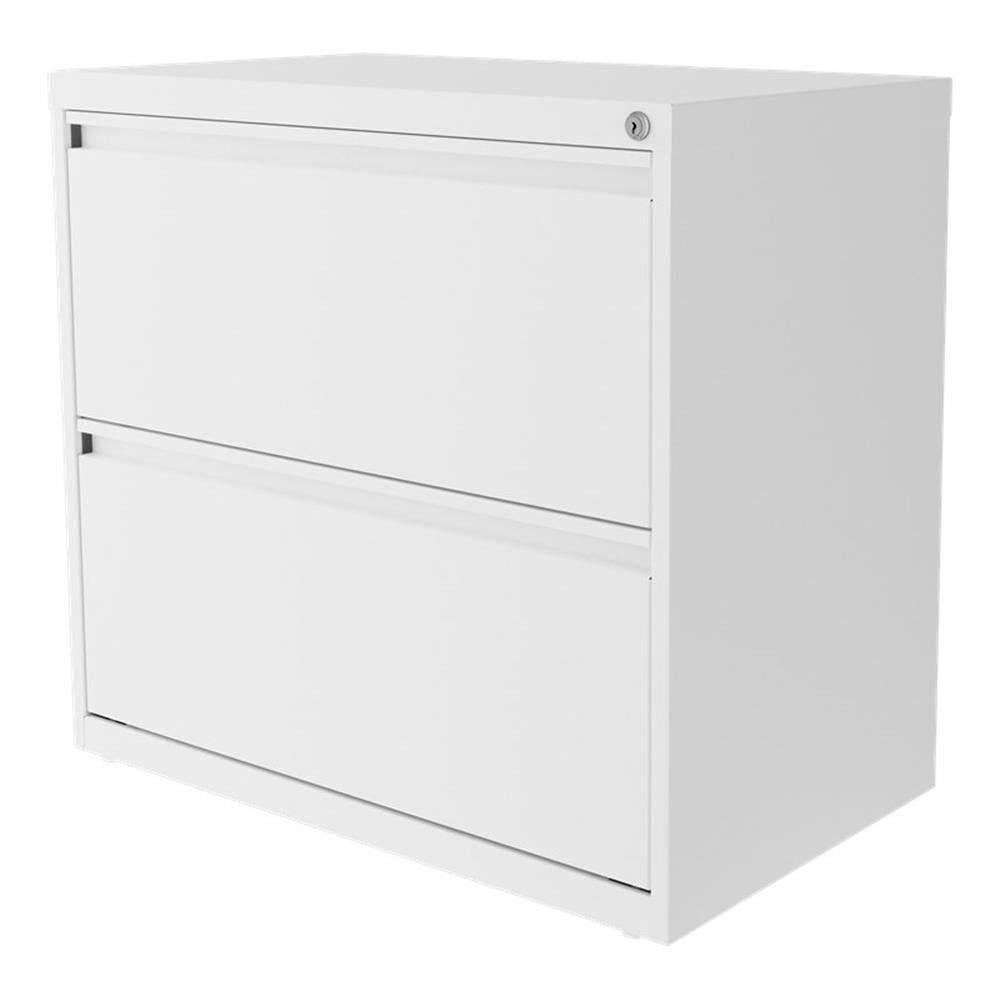 Hirsh 30"W 2 Drawer Metal Lateral File Cabinet Set White. Front to Back Rails