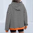 thumbnail image 4 of WREESH Women's Cozy Striped Hoodie Oversized Long Sleeve Casual Pullover Sweatshirt with Pocket Orange, 4 of 6