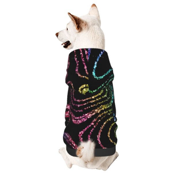 Fotbe Rainbow Glitter Sudadera con Estampado para Perros Pequeños – Suéter con Capucha para Mascotas, Tela Suave de Forro Polar con Bolsillo-Medium