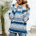 thumbnail image 3 of Defitshape Women's Striped Hoodie Cotton Soft Fashion Drawstring Pocket Spring Fall Casual Comfy Hooded Sweatshirt Blue XX-Large, 3 of 4
