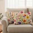 thumbnail image 2 of Vintage Spring Floral Outdoor Waterproof Pillow Covers, Summer Botanical Pastoral Flowers Decorative Rectangle Throw Pillowcase Sofa Cushion Sham for Patio/Couch/Chair, 20"x12" 2 Pack, 2 of 8