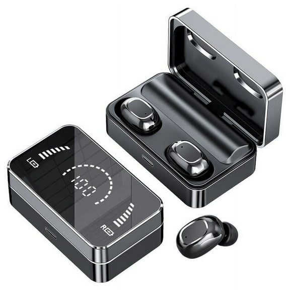 T5 Tws Bluetooth Headset Wireless Binaural Stereo Outdoor Sports Running Earphones Mini In-ear Mirror With Charge Display Design - Earphones & Headphones