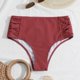thumbnail image 2 of Gibobby Bikini para mujer Parte inferior de bikini retro de talle para mujer Parte inferior de traje de baño de color sólido(Rojo,G), 2 of 3