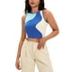 thumbnail image 4 of ATHLECHIC Camiseta sin mangas de verano de bloques de color para mujer, con cuello redondo, básica, para salir, talla M, azul, 4 of 5