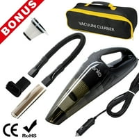 [Upgraded] Car Vacuum Cleaner, ANKO High Power DC12-Volt Wet&Dry Handheld Auto Vacuum Cleaner with 16.4FT(5M) Power Cord, 2 Filters, 3 different attachments and One Carrying Bag. (BLACK-1 PACK)