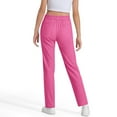 thumbnail image 4 of Girls Uniform Pants Skinny Fit Stretch Pants with Pockets Straight Pants Boys Pink Uniform Pants Back to School Outfits for Teen Girls Kids Preppy Clothes 5-6 Years, 4 of 7
