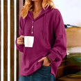 thumbnail image 4 of Vintageolid Color Longleeve Buttonedweatshirt,Soft Cotton Fleece Crewneck,Cotton Hooded Sweatshirt,Womens Oversized Hoodie, 4 of 6