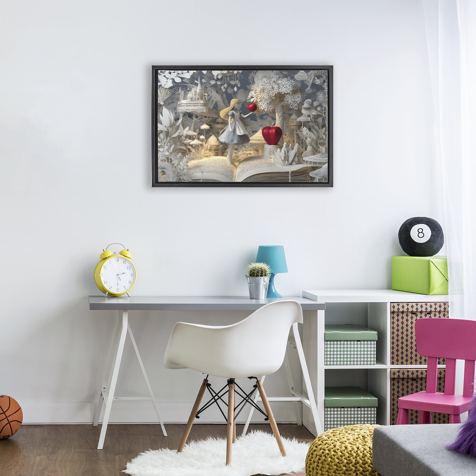 Stupell Industries Fairytale Scene Papercraft Black Framed Floater Canvas Wall Art, design by The Wands Want