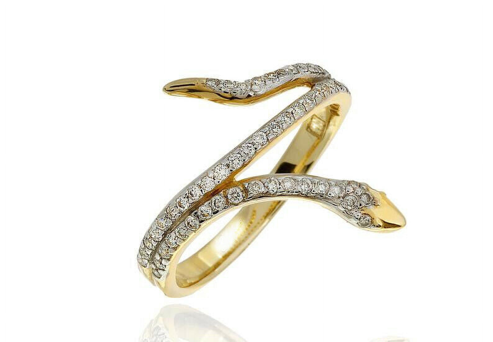 HeartsAndYou 1ct Round Cut Moissanite Engagement Ring for Women Snake Design Statement 18k Yellow Gold Over Silver