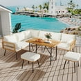thumbnail image 4 of 6Pcs Outdoor Patio Furniture Set with Table, All-Weather Boho Wicker Rattan Patio Sectional L-Shaped Sofa, Metal Frame, Detachable Cushions, for Patio, Balcony, Backyard, Deck, Beige, 4 of 8
