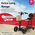 thumbnail image 7 of Bangeran Portable Electric Senior Scooter with LED Headlights and Front Basket, 12 mph Top Speed, Large Leather Seat, All Terrain Tires - Matte Red, 7 of 7