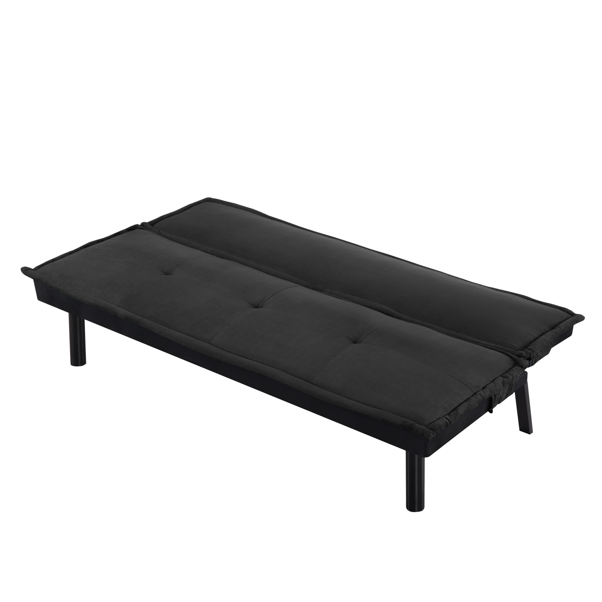 Gewnee Futon Sofa Bed,Modern Velvet Convertible Sofa Bed with 3 Adjustable Backrest Angles,Loveseat Sleeper Couch for Living Room Apartment Furniture.Black