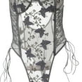 thumbnail image 5 of HomeGardon Lingerie for Women Women Sexy Lace Up Floral Embroidered Teddy Lingerie Bodysuit Top Mesh Sheer One Piece Blue S-XL, 5 of 5