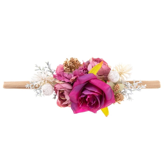 Odeerbi Baby Headbands For Girls Simulation Flower Hairband Kids Nylon Soft Headband Purple
