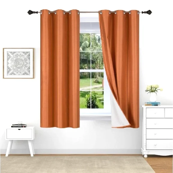 2-Piece Adam Yellow Lined Blackout Grommet Window Curtain Treatment, Set of Two (2) Room Darkening Panels 37" Wide x 63" Length (Each)