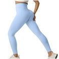 thumbnail image 2 of JXMVOJ Woman Solid Color Quick-dry Elastic High Waist Tight Lift The Hip Yoga Pants - Sky Blue,Black Leggings With Pockets, 2 of 3