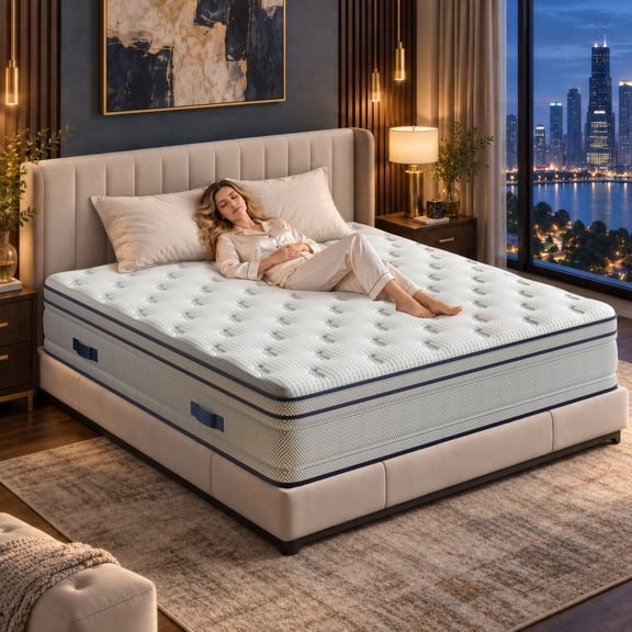 NISIEN Queen 14 Inch Hybrid Mattress, Cooling Gel Memory Foam & Pocket Springs, Medium Firm, 365-Night Trial