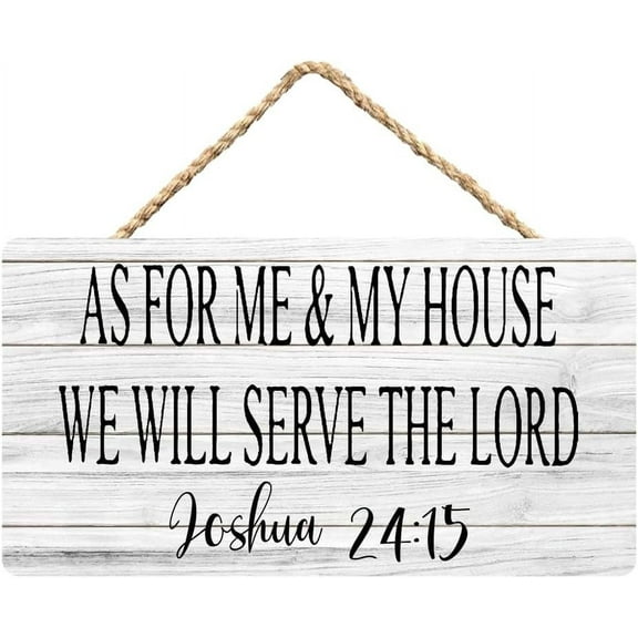 Rustic Wooden Sign Decor - As For Me & My House We Will Serve The Lord - Wood Plaque Home & Office Inspirational Gifts Hanging Wall Signs 6x12 IN
