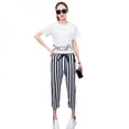 thumbnail image 2 of Women Summer Fashion Sets Short Sleeve Crop Tops & Striped Capri Pants, 2 of 6
