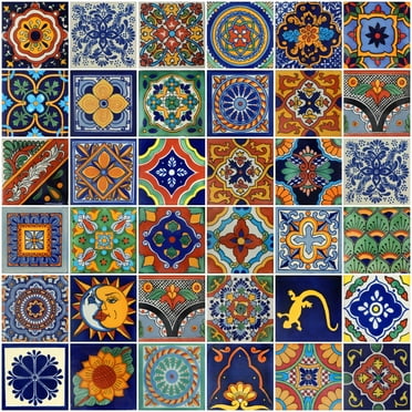 50 Mexican Tiles 4x4 Handpainted Assorted Designs