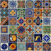 50 Mexican Tiles 4x4 Handpainted Assorted Designs