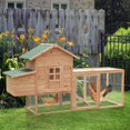 thumbnail image 2 of Grezone Chicken Coop Large Wooden Outdoor Hutch Hen Cage with Ventilation Castle Door, Rabbit Hutch Home Backyard Removable Tray & amp Ramp Play House Nesting Boxes with Cover(Grey), 2 of 7