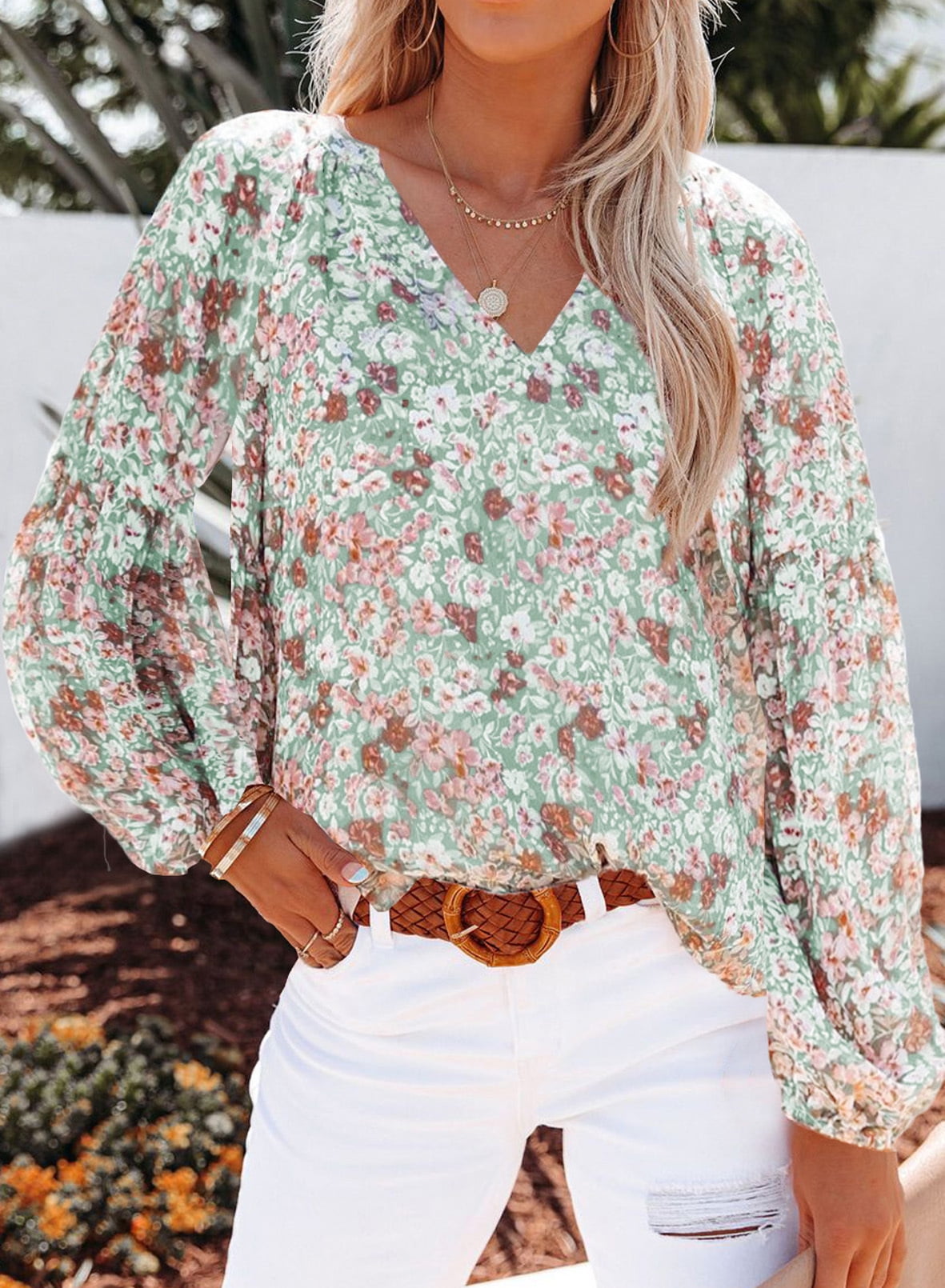  Cozirly Womens Fashion Zip up V Neck Long Sleeve Shirt Cute  Tops Hem Flowy Blouses Vintage Floral Print Length Sleeve Shirt : Clothing,  Shoes & Jewelry