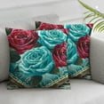 thumbnail image 3 of Teal Roses Flower Heart Satin Pillowcase for Hair and Skin Silk Pillowcase Pillow Case with Envelope Closure Throw Pillow Cover for Bedroom Couch Sofa Home Car Decor - Standard,, 3 of 7