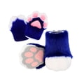 thumbnail image 3 of Pantuflas peludas con forma de pata de animal para cosplay, fiestas, bailes de máscaras Azul oscuro, 3 of 8