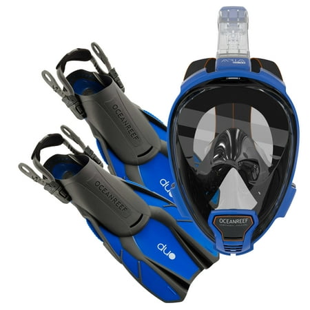 Ocean Reef Diving - Ocean Reef Aria QR+, Duo Travel Ready Mask/Fins Set Diving, Snorkeling Blue