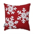 thumbnail image 2 of Pillow Perfect 599168 15.5 in. Country Home Snowflakes Square Red & Biscuit Throw Pillow, 2 of 4