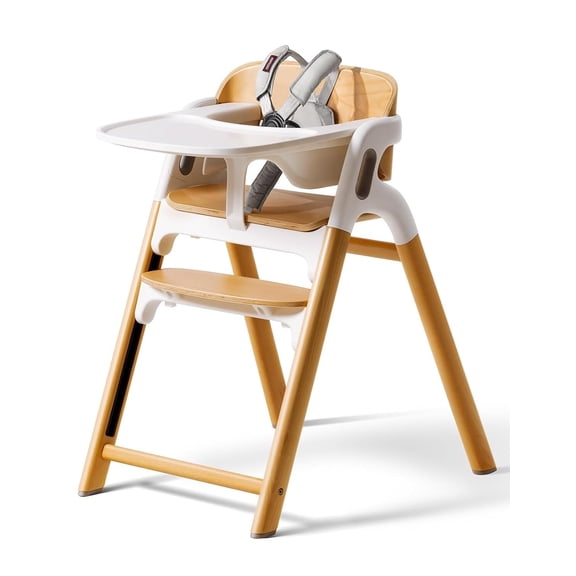 Momcozy DinerPal Silla de Madera para Bebés, Trona Convertible, con Bandeja de Grado Alimenticio, Ajustable